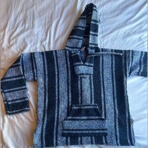 Men's Blue and White Striped Sweater